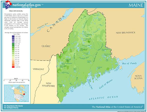 Maine Average Annual Precipitation
