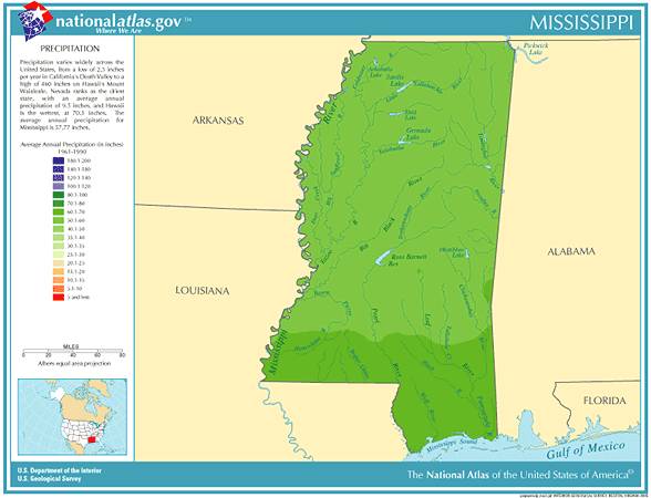Mississippi Average Annual Precipitation