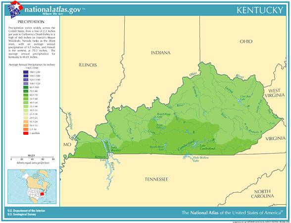 Annual Kentucky rainfall, severe weather and climate data