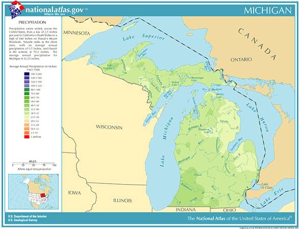 Annual Michigan rainfall, severe weather and climate data
